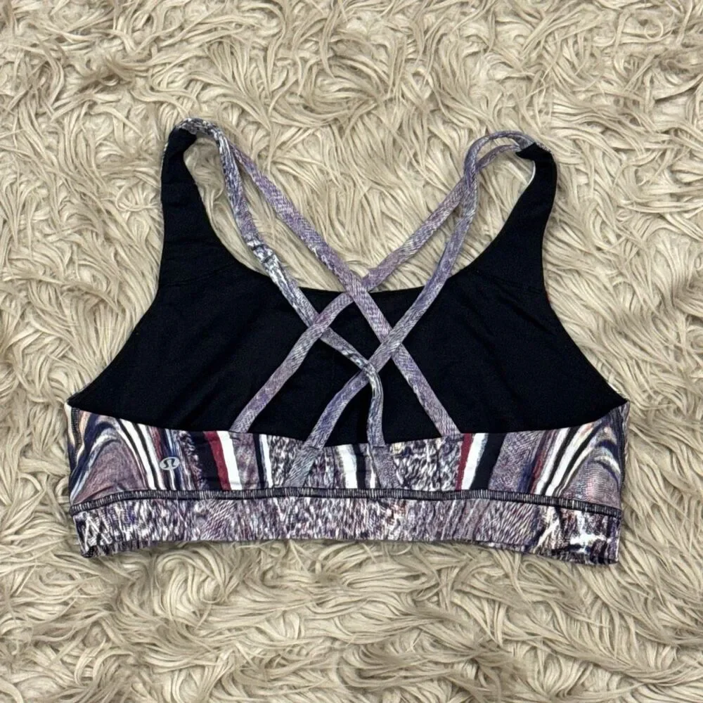 Lululemon Energy Bra (Nulux) Polychromatic Energy Bra 50g Multi Black size 10